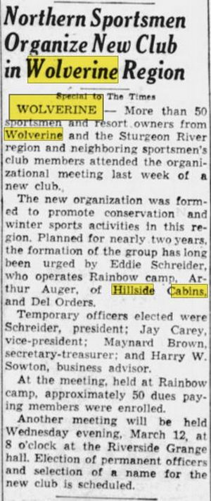 Hillside Cabins - Mar 02 1947 Article